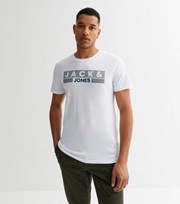 Jack & Jones White Crew Neck Short Sleeve Logo T-Shirt